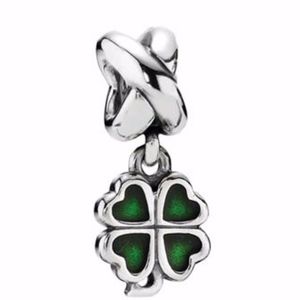 Pandora Green Four-Leaf Clover Dangle Charm